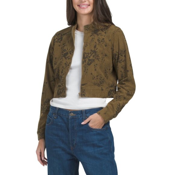 ELEMENT Olive Cropped Floral Printed Jacket - Picture 1 of 2